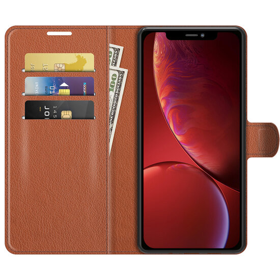 iPhone 13 Mini Hoesje - MobyDefend Kunstleren Wallet Book Case (Sluiting Voorkant) - Bruin