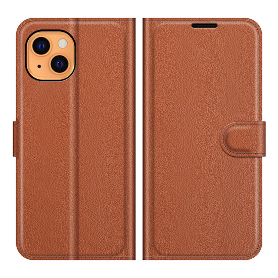 iPhone 13 Mini Hoesje - MobyDefend Kunstleren Wallet Book Case (Sluiting Voorkant) - Bruin