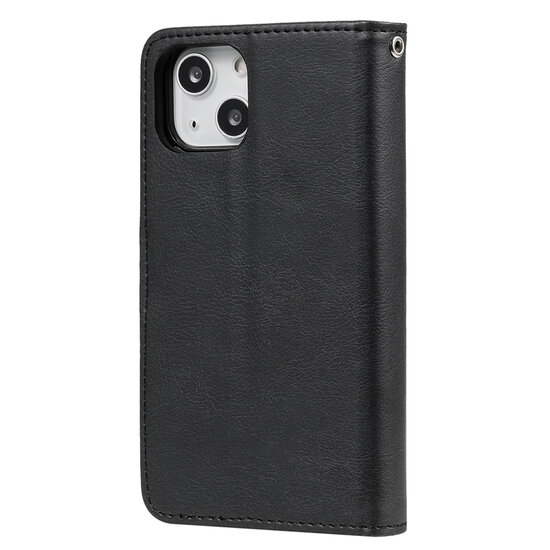 iPhone 13 Mini Hoesje - MobyDefend Luxe 2-in-1 Wallet Book Case Met Uitneembare Backcover - Zwart