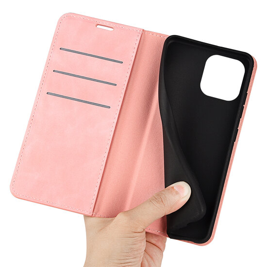 iPhone 14 Pro Hoesje - Luxe Wallet Bookcase (Magnetische Sluiting) - Roze