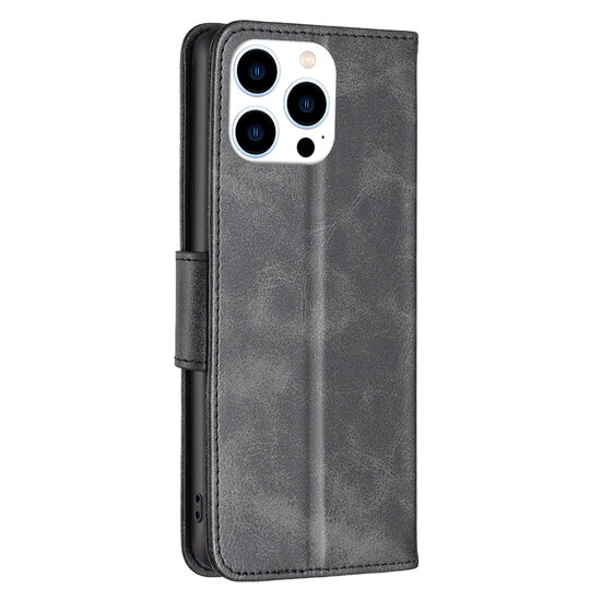 iPhone 14 Pro Hoesje - MobyDefend Wallet Book Case Met Koord - Zwart