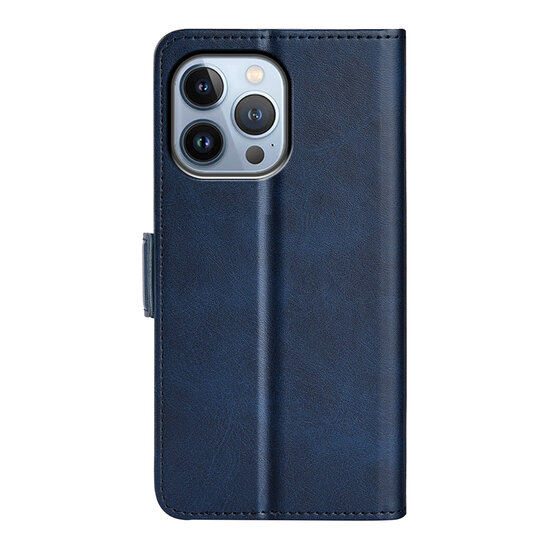 iPhone 14 Pro Hoesje - MobyDefend Luxe Wallet Book Case (Sluiting Zijkant) - Blauw