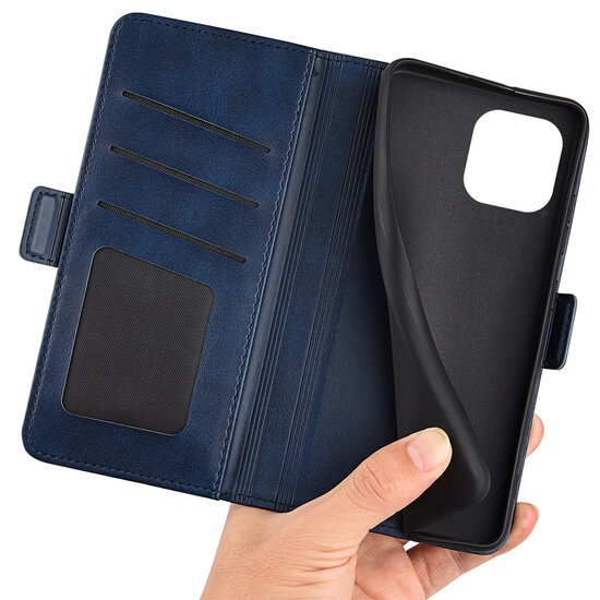 iPhone 14 Pro Hoesje - MobyDefend Luxe Wallet Book Case (Sluiting Zijkant) - Blauw