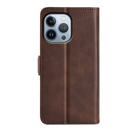 iPhone 14 Pro Hoesje - MobyDefend Luxe Wallet Book Case (Sluiting Zijkant) - Bruin