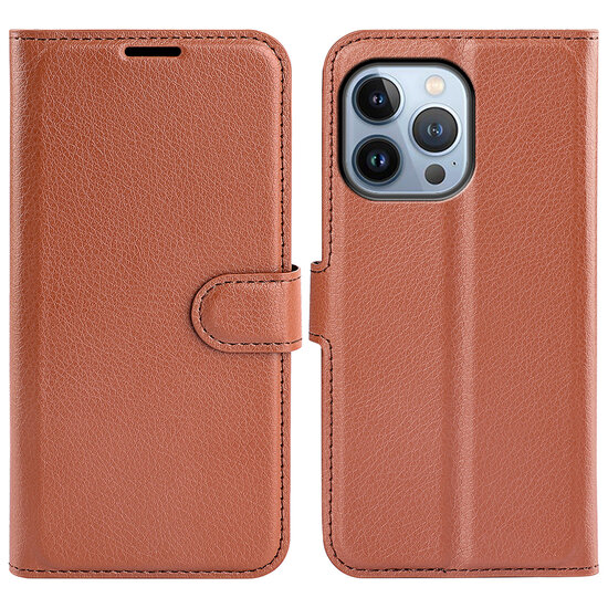 iPhone 14 Pro Hoesje - MobyDefend Kunstleren Wallet Book Case (Sluiting Voorkant) - Bruin