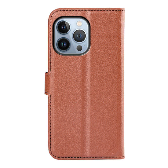 iPhone 14 Pro Hoesje - MobyDefend Kunstleren Wallet Book Case (Sluiting Voorkant) - Bruin