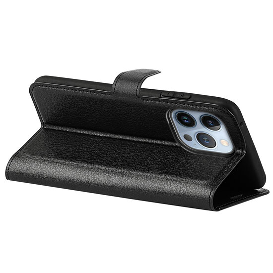 iPhone 14 Pro Hoesje - MobyDefend Kunstleren Wallet Book Case (Sluiting Voorkant) - Zwart