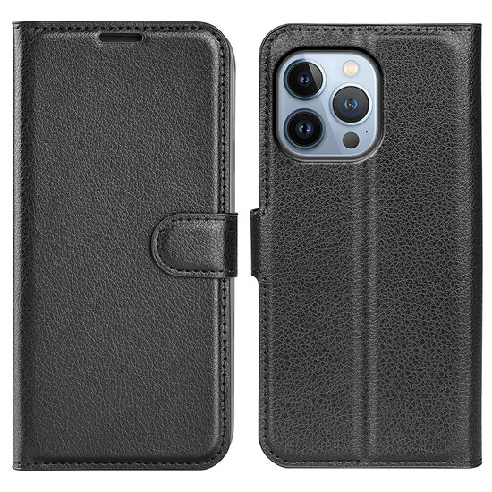 iPhone 14 Pro Hoesje - MobyDefend Kunstleren Wallet Book Case (Sluiting Voorkant) - Zwart