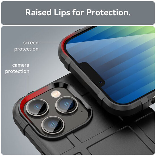 iPhone 14 Pro Hoesje - Mobydefend Rugged Shield TPU Backcover - Zwart