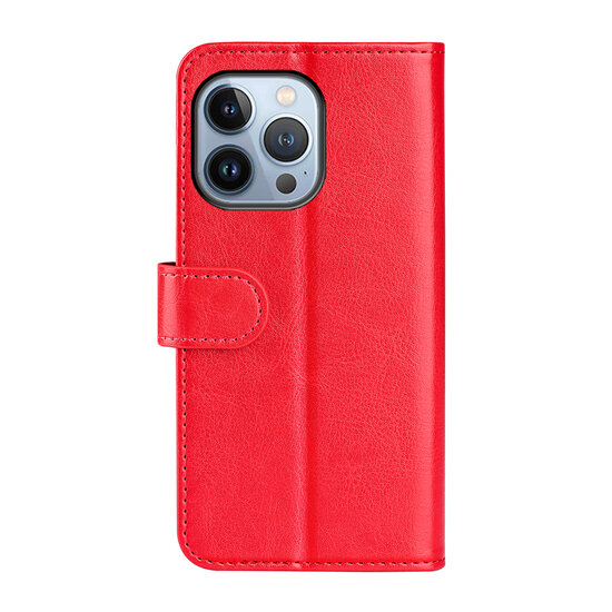 iPhone 14 Pro Hoesje - MobyDefend Wallet Book Case (Sluiting Achterkant) - Rood