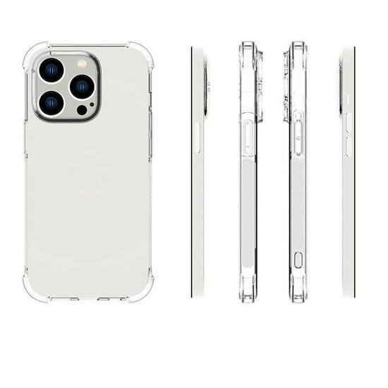iPhone 14 Pro Hoesje - MobyDefend Transparante Shockproof TPU Backcover - Verstevigde Hoeken - Volledig Doorzichtig
