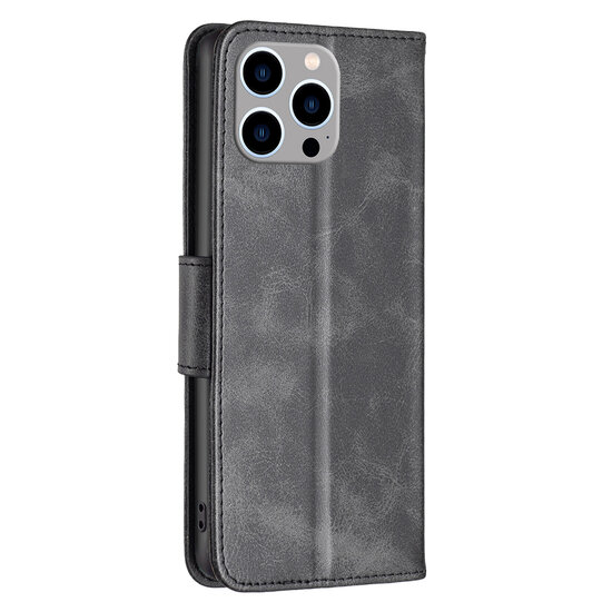iPhone 14 Pro Max Hoesje - MobyDefend Wallet Book Case Met Koord - Zwart