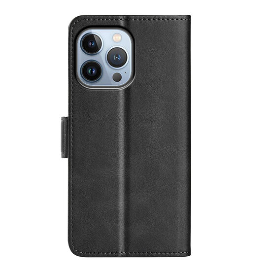 iPhone 14 Pro Max Hoesje - MobyDefend Luxe Wallet Book Case (Sluiting Zijkant) - Zwart