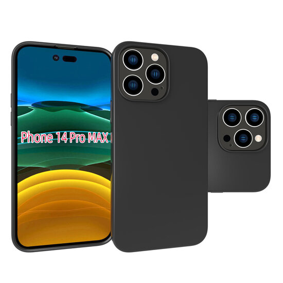iPhone 14 Pro Max Hoesje - MobyDefend TPU Backcover - Mat Zwart