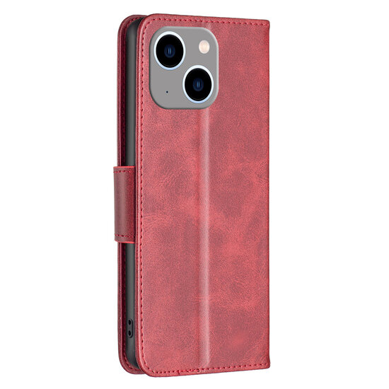 iPhone 14 Plus Hoesje - MobyDefend Wallet Book Case Met Koord - Rood