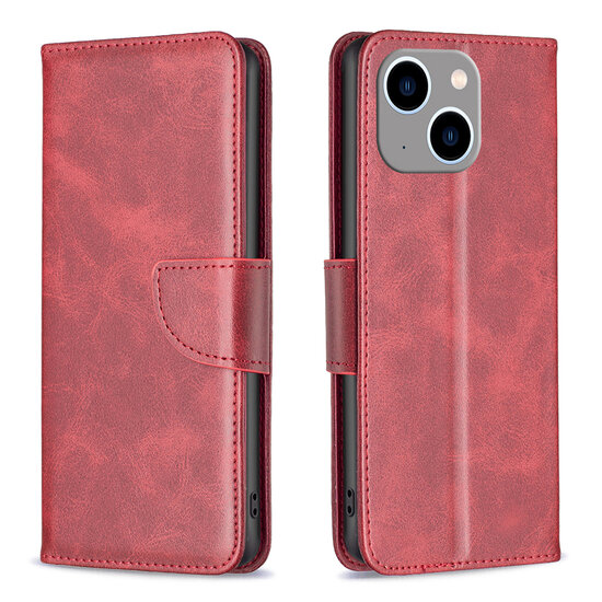 iPhone 14 Plus Hoesje - MobyDefend Wallet Book Case Met Koord - Rood