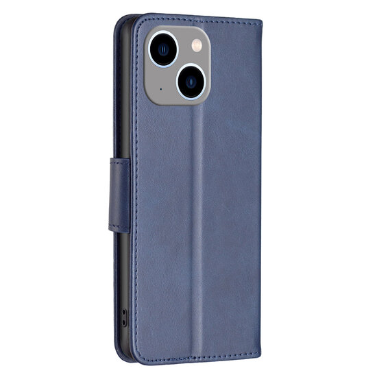 iPhone 14 Plus Hoesje - MobyDefend Wallet Book Case Met Koord - Blauw