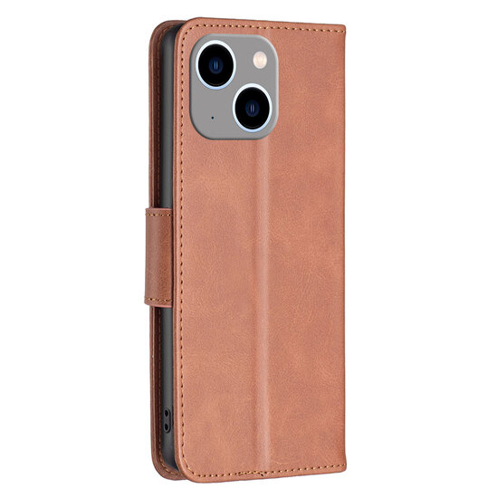 iPhone 14 Plus Hoesje - MobyDefend Wallet Book Case Met Koord - Bruin