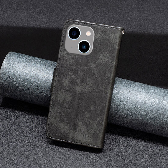 iPhone 14 Plus Hoesje - MobyDefend Wallet Book Case Met Koord - Zwart