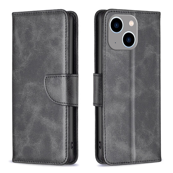 iPhone 14 Plus Hoesje - MobyDefend Wallet Book Case Met Koord - Zwart