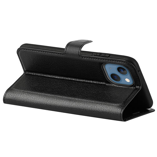iPhone 14 Plus Hoesje - MobyDefend Kunstleren Wallet Book Case (Sluiting Voorkant) - Zwart