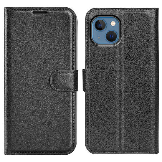 iPhone 14 Plus Hoesje - MobyDefend Kunstleren Wallet Book Case (Sluiting Voorkant) - Zwart