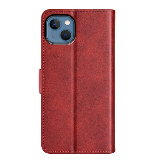 iPhone 14 Plus Hoesje - MobyDefend Luxe Wallet Book Case (Sluiting Zijkant) - Rood