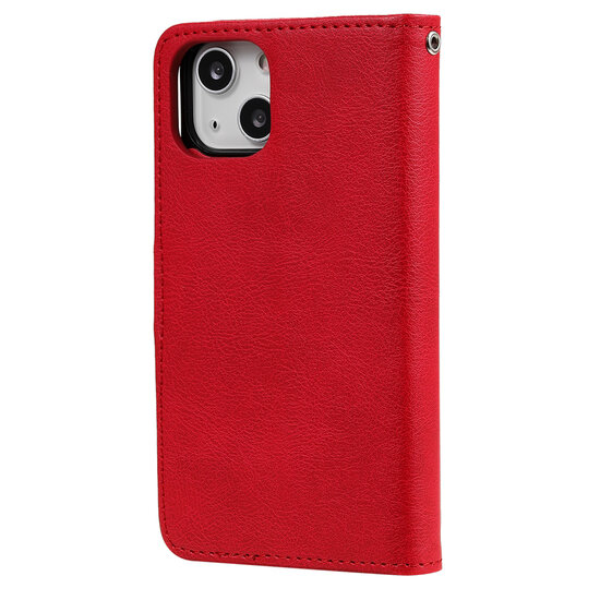 iPhone 13 Hoesje - MobyDefend Luxe 2-in-1 Wallet Book Case Met Uitneembare Backcover - Rood