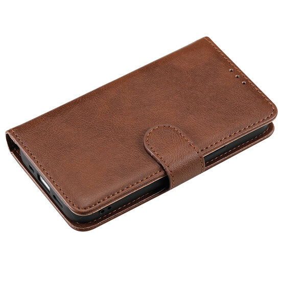 iPhone 13 Hoesje - MobyDefend Luxe 2-in-1 Wallet Book Case Met Uitneembare Backcover - Bruin