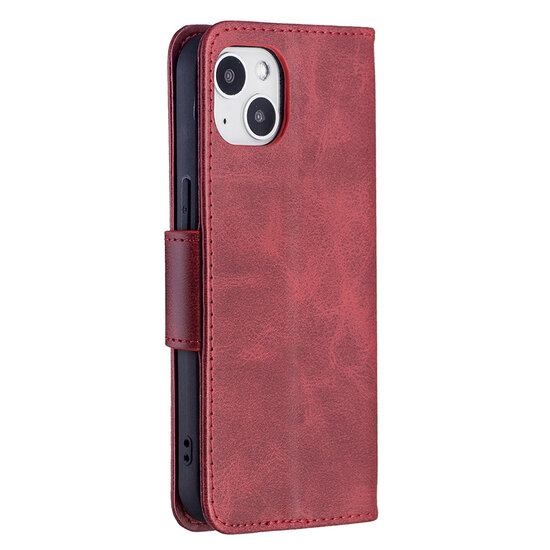 iPhone 13 Hoesje - MobyDefend Wallet Book Case Met Koord - Rood