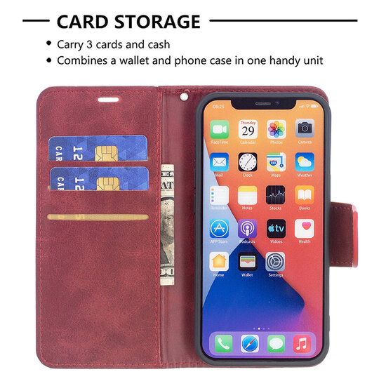 iPhone 13 Hoesje - MobyDefend Wallet Book Case Met Koord - Rood