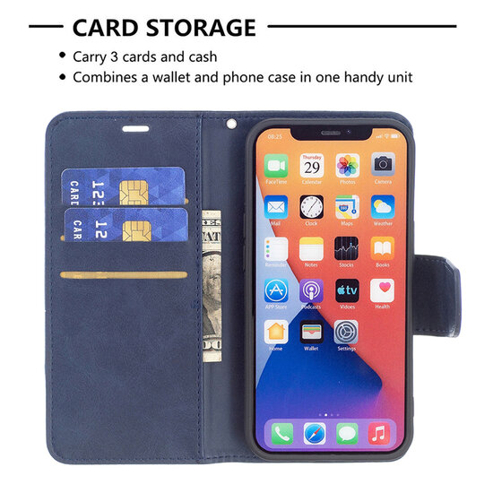 iPhone 13 Hoesje - MobyDefend Wallet Book Case Met Koord - Blauw