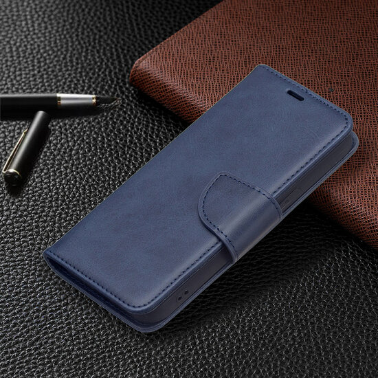 iPhone 13 Hoesje - MobyDefend Wallet Book Case Met Koord - Blauw