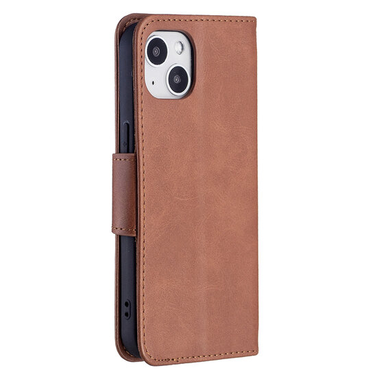 iPhone 13 Hoesje - MobyDefend Wallet Book Case Met Koord - Bruin