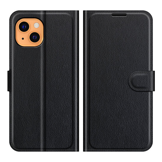 iPhone 13 Hoesje - MobyDefend Kunstleren Wallet Book Case (Sluiting Voorkant) - Zwart
