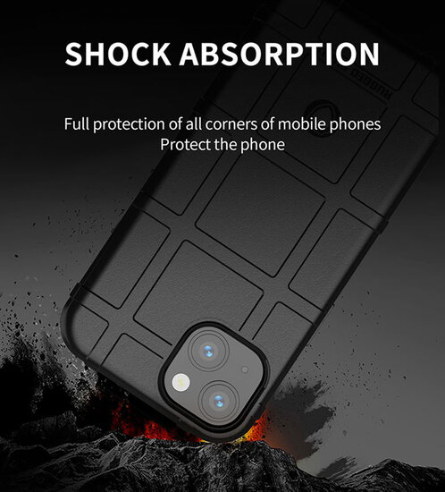 iPhone 13 Hoesje - Mobydefend Rugged Shield TPU Backcover - Zwart