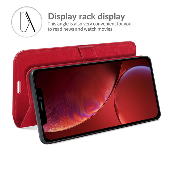 iPhone 13 Hoesje - MobyDefend Wallet Book Case (Sluiting Achterkant) - Rood