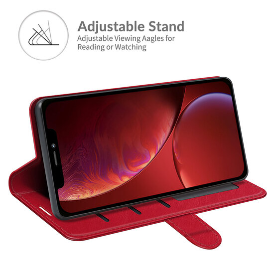 iPhone 13 Hoesje - MobyDefend Wallet Book Case (Sluiting Achterkant) - Rood