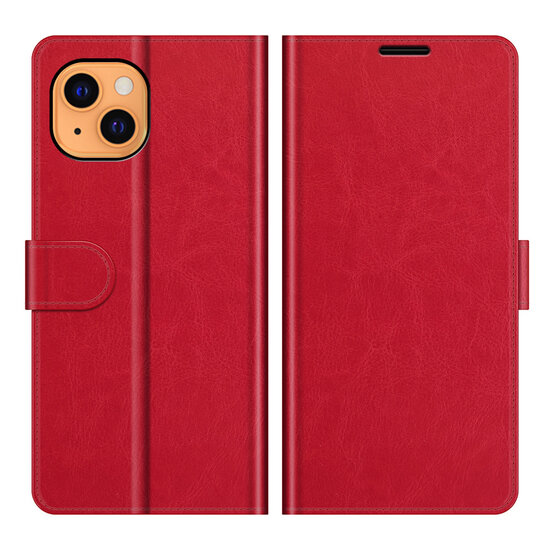 iPhone 13 Hoesje - MobyDefend Wallet Book Case (Sluiting Achterkant) - Rood