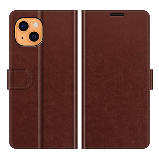 iPhone 13 Hoesje - MobyDefend Wallet Book Case (Sluiting Achterkant) - Bruin