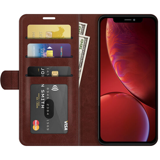 iPhone 13 Hoesje - MobyDefend Wallet Book Case (Sluiting Achterkant) - Bruin