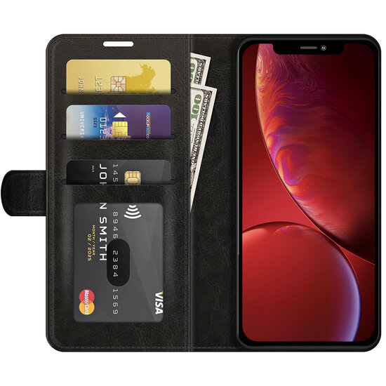 iPhone 13 Hoesje - MobyDefend Wallet Book Case (Sluiting Achterkant) - Zwart