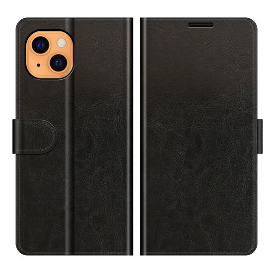 iPhone 13 Hoesje - MobyDefend Wallet Book Case (Sluiting Achterkant) - Zwart