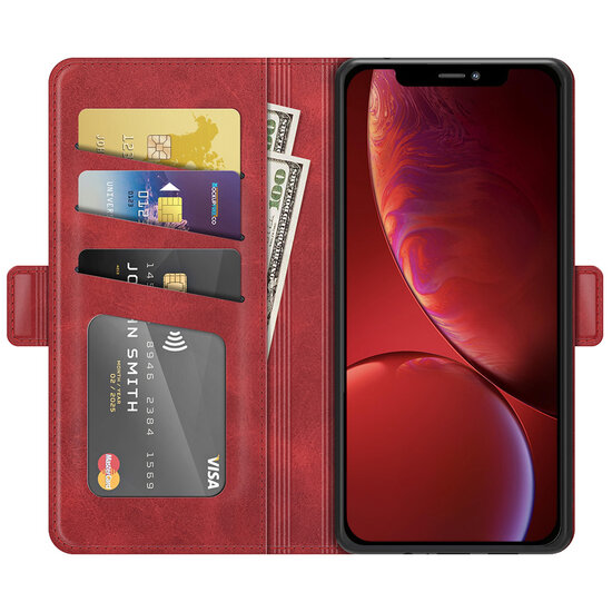 iPhone 13 Hoesje - MobyDefend Luxe Wallet Book Case (Sluiting Zijkant) - Rood