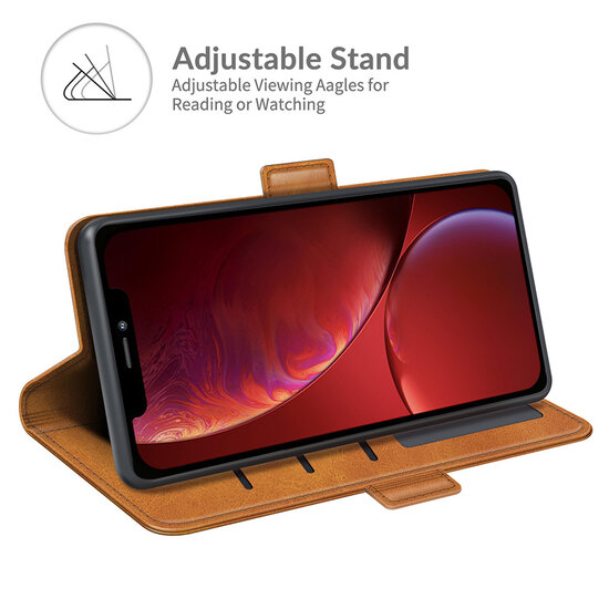 iPhone 13 Hoesje - MobyDefend Luxe Wallet Book Case (Sluiting Zijkant) - Lichtbruin