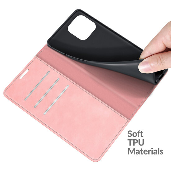 iPhone 13 Pro Hoesje - Luxe Wallet Bookcase (Magnetische Sluiting) - Roze