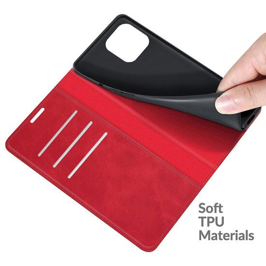 iPhone 13 Pro Hoesje - Luxe Wallet Bookcase (Magnetische Sluiting) - Rood