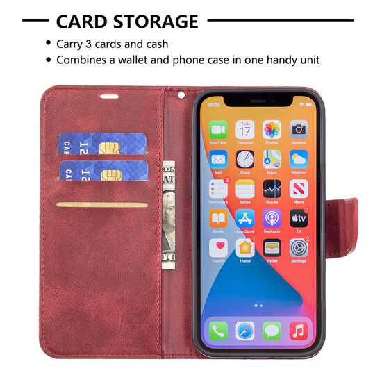 iPhone 13 Pro Hoesje - MobyDefend Wallet Book Case Met Koord - Rood