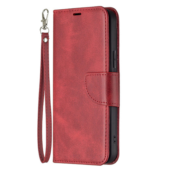 iPhone 13 Pro Hoesje - MobyDefend Wallet Book Case Met Koord - Rood