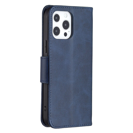 iPhone 13 Pro Hoesje - MobyDefend Wallet Book Case Met Koord - Blauw